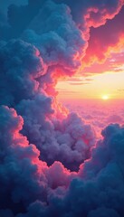 Dazzling array of colors swirling within cloud formations, nature, weather, optical effects