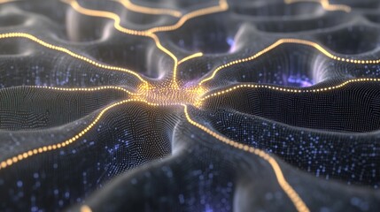 Wall Mural - abstract neural network: digital waveform visualization