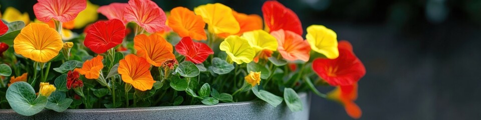 Wall Mural - A close-up view of colorful flowers in a pot, ideal for decoration or design inspiration