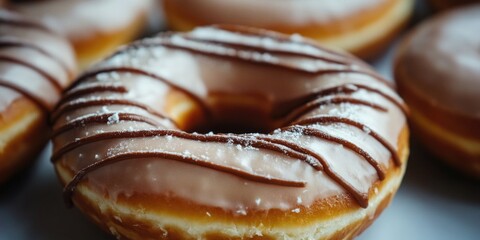 Poster - A close-up shot of a delicious-looking doughnut with rich, velvety chocolate icing