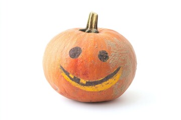 Wall Mural - A carved pumpkin with a bright yellow smiley face