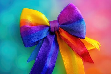 Wall Mural - A bright and cheerful colorful bow placed against a vibrant colored background, perfect for adding a pop of color to any design