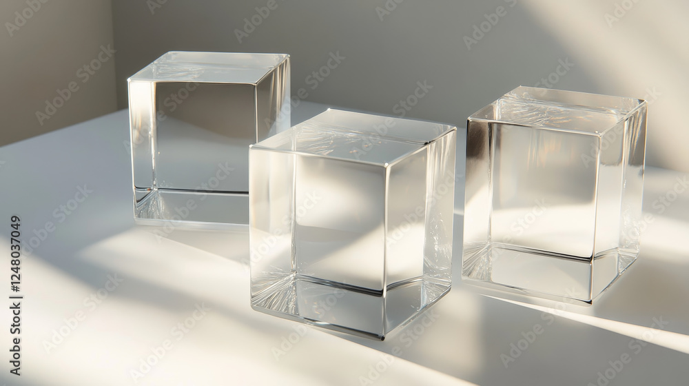 Realistic set of 3D glass cubes isolated on transparent background ...