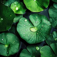 Poster - A detailed shot of various types of green leaves