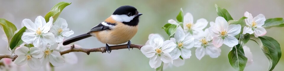 Wall Mural - a small bird sits on the branch of a tree, possibly waiting for food or observing its surroundings