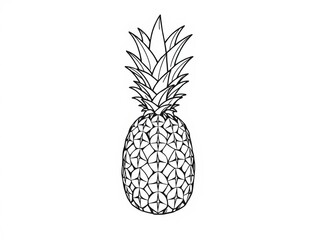 Continuous line art drawing of a pineapple tropical fruit on white background vector illustration, line art, style, illustration