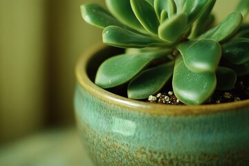 Wall Mural - A detailed view of a potted plant sitting on a table