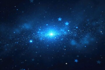 Wall Mural - dark space with blue hexagonal stars shining bright in the darkness, space, universe, dark