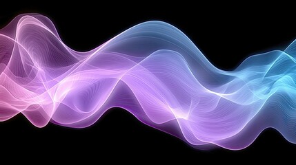 Wall Mural - abstract flowing waves: purple, pink, and blue gradient background - ethereal and serene digital art