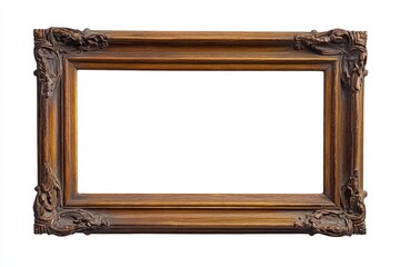 Wall Mural - A wooden picture frame with a simple and clean white background, suitable for framing any photo or artwork