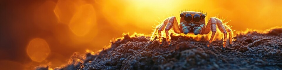 Wall Mural - A spider sits atop a mound of earthy terrain, showcasing its arachnid form