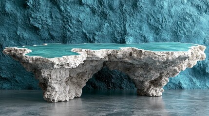 Wall Mural - abstract rock formation: blue water, stone texture, modern minimalist landscape design