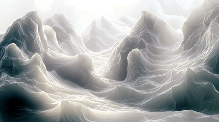 Wall Mural - enthralling abstract mountain landscape: serene blue hues and dreamlike textures