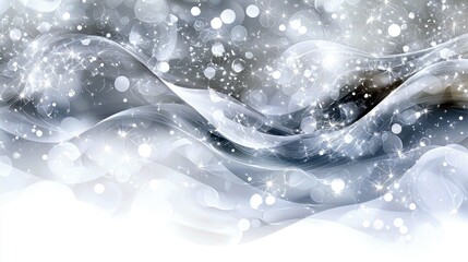 Wall Mural - abstract blue background: serene winter waves, sparkling stars, and dreamy bokeh