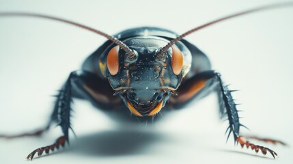 Poster - Close-up of a cockroach showcasing its intricate features and textures.