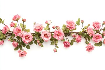 Sticker - A branch of pink flowers growing among green leaves