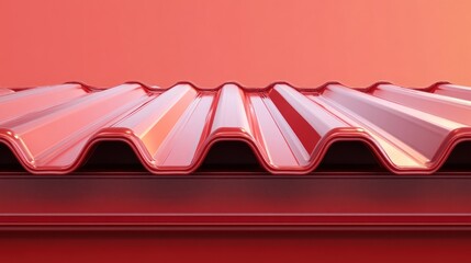 Poster - Close-up of a red corrugated metal roof against a gradient background.