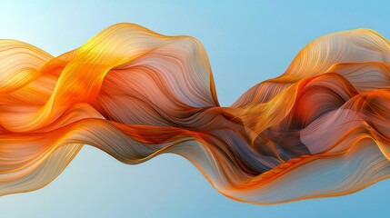 Wall Mural - abstract orange and gold flowing waves: dynamic energy and movement in fluid design