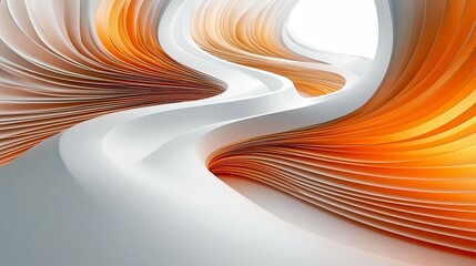 Wall Mural - abstract architectural design: orange and white curves. modern geometric wallpaper, digital art, con