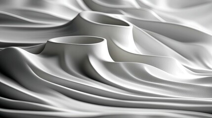 Wall Mural - Abstract White Waves: A Smooth, Elegant 3D Render of Nature's Flowing Forms. Minimalist Design, Modern Art, Clean Texture Background