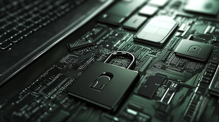 Wall Mural - computer security banner. concept of safety internet technology, data secure. vector landing page of