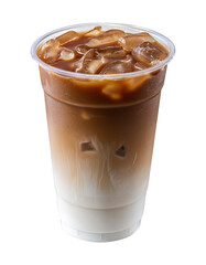 Iced coffee cafe latte in a take out togo cup, isolated png