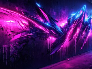 Wall Mural - Neon Graffiti Art Urban Wall Night