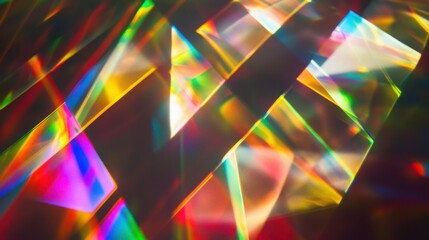 Abstract background with prism light refraction with colorful geometric reflections