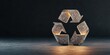 © Po - A glowing, three-dimensional recycling symbol stands against a dark background, emphasizing sustainability and environmental awareness.