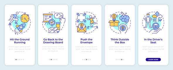 Wall Mural - business strategy onboarding mobile app screen. walkthrough 5 steps editable graphic instructions wi