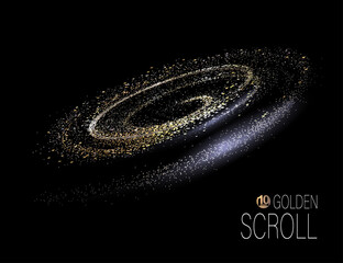 Wall Mural - Design element, a swirl of bright gold glitter tinsel.
