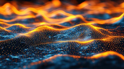 Glowing Network Data Waves Abstract Background