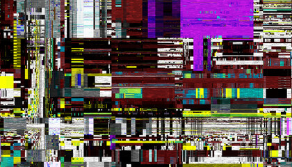Poster - Abstract creative glitch overlay texture. Geometric pixel pattern of a digital glitch on transparent background, digital pattern