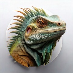 Wall Mural - iguana on a green background