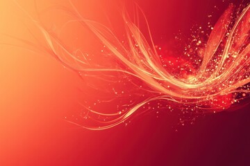 Wall Mural - Abstract swirling light streaks over a warm red background