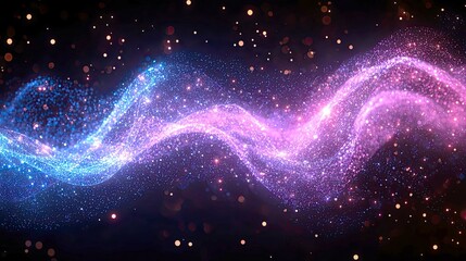 Wall Mural - abstract cosmic wave: vibrant pink and blue glitter flow, magical shimmering background, digital fan
