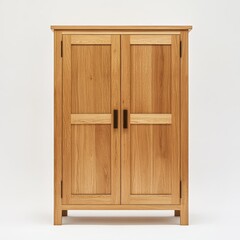 Solid oak wardrobe against white backdrop