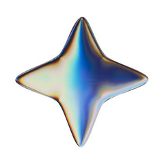 Wall Mural - colorful chrome element in y2k style. 3d abstract futuristic star.. vector shape