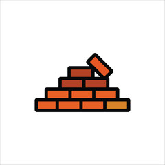 Wall Mural - bricks vector icon line sign