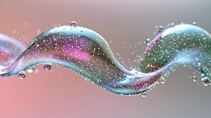 Wall Mural - abstract pink water flow: serene liquid wave with bubbles, shimmering texture, and dreamy pastel col