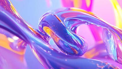 Wall Mural - iridescent liquid swirls, abstract background, vibrant colors, digital art, website design