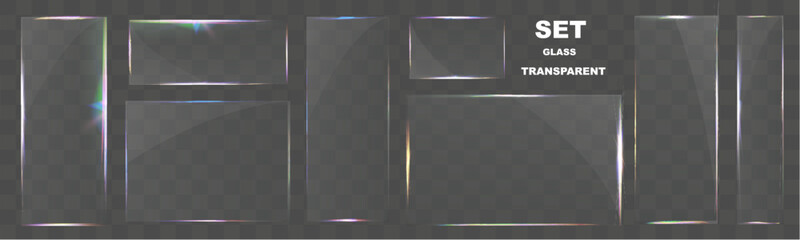 Wall Mural - transparent glass elements with light reflections, transparency effects, and realistic details for m