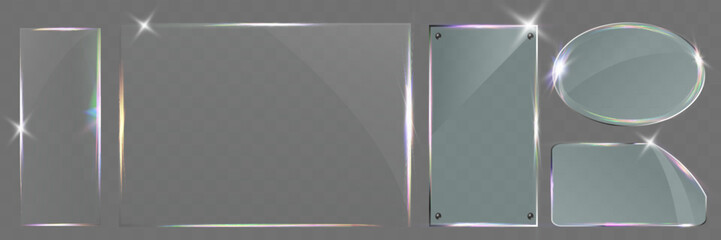 Wall Mural - transparent glass elements with light reflections, transparency effects, and realistic details for m