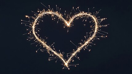 Wall Mural - Celebrating Love with Sparkling Heart and Colorful Fireworks in the Night Sky