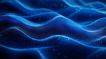 Canvas Print - abstract blue waves in digital landscape