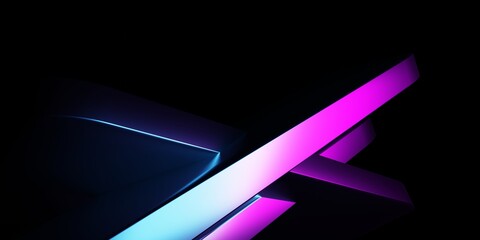 Wall Mural - futuristic abstract 3d background with neon glowing purple and blue gradient light on geometric. sce