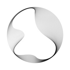Leinwandbilder - Abstract vector round shape of wavy lines flowing smooth curve black line on transparent background in concept of technology, science, music, modern.