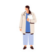 © Good Studio - Female doctor in medical coat, holding clipboard. Healthcare professional standing with documents in hand. General practitioner, physician. Flat vector illustration isolated on white background