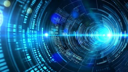 Futuristic data swirl, digital tunnel, tech background, website banner