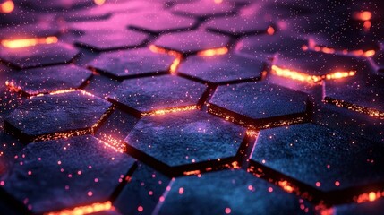 Wall Mural - vibrant glowing hexagonal abstract background with futuristic high tech aesthetic